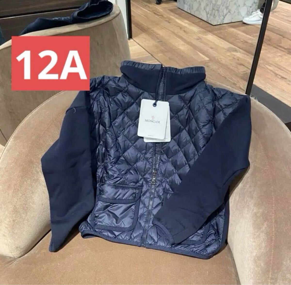 大人もOK 12A Moncler ダウンカーディガン ネイビー