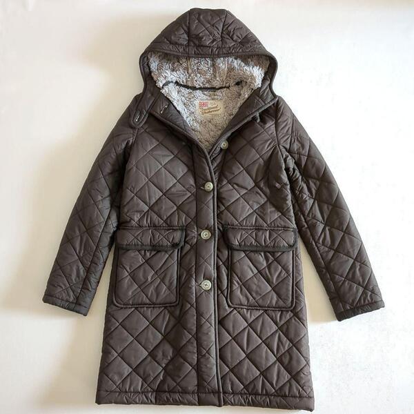 【送料無料】Traditional Weatherwear トラディショナルウェザーウェア キルティング ボア コート ロング グランジ フード フーデッド 茶