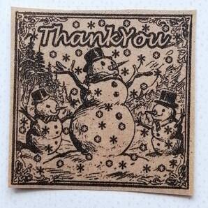 791 雪だるま thankyou ラベル はんこ ハンコ ヴィンテージ アンティーク スタンプ ゴム印 ラバースタンプ ラッピング 冬 サンキューカード