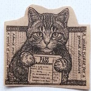 794 ねこ チケット はんこ ハンコ ヴィンテージ アンティーク スタンプ ゴム印 ラバースタンプ ラッピング イラスト レトロ ネコ 猫 cat