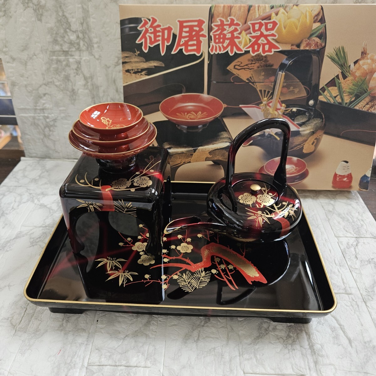 お屠蘇セット 高台付 越前漆器【新品未使用】 お屠蘇セット 高台付 越前漆器【新品未使用】(Yahoo