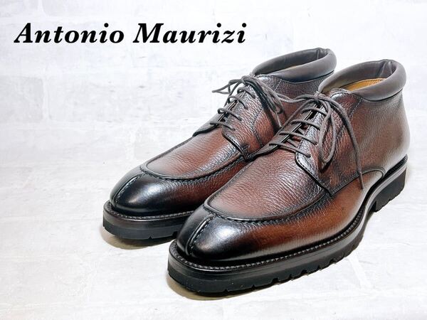 イタリア製【未使用】ANTONIO MAURIZI アントニオマウリッツィ 高級 Uチップ チャッカブーツ ビジネス 茶 41.5(約26.5cm)メンズ