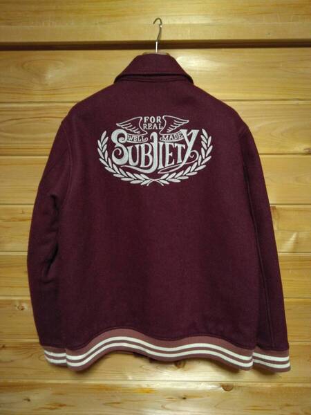 subciety サブサエティー メンズ ウールスタジャン ワイン色 XLサイズ 人気ブランド 希少デザイン 美品