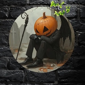 入荷!パンプキン1 悪であり続けるということ ブリキ/アルミ看板 ラウンド