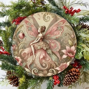 入荷!妖精23 ブリキ/アルミ看板 ラウンド 華とうたた寝 エンジェル