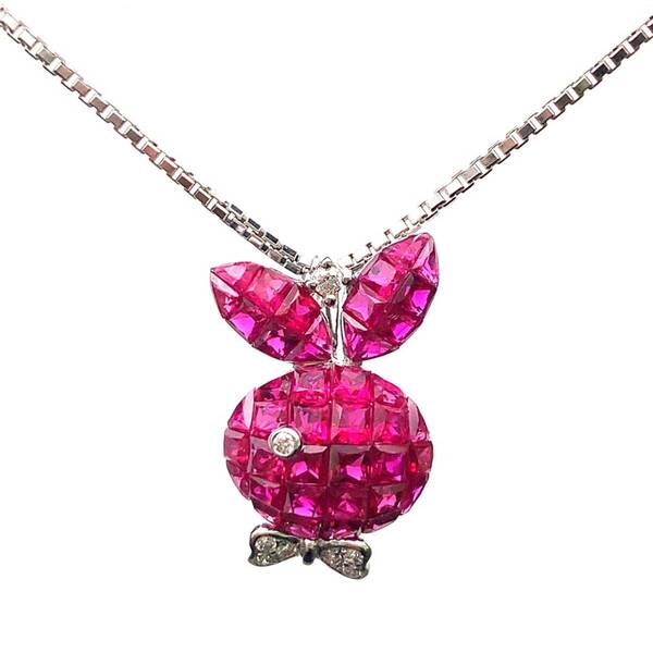 22177 ルビー 4.62ct ダイヤモンド ネックレス ホワイトゴールド K18WG 45cm 5.7g