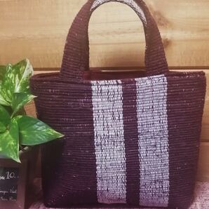 裂き織りトートバッグ ハンドメイド