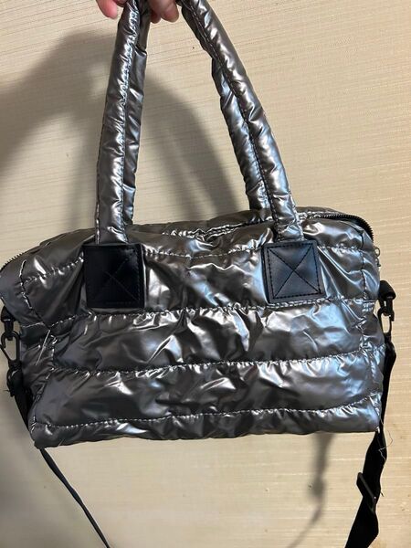 シルバーショルダーバッグ ハンドバッグ 2way