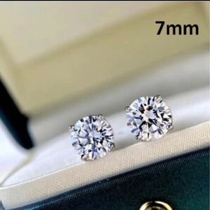 ☆7mm☆シルバー☆ 一粒4爪 人工ダイヤピアス