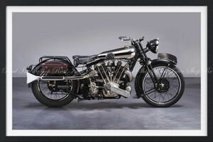 ブラフ・シューペリア SS100 1924-40年 ”オートバイのロールスロイス” 【額縁印刷】 壁紙ポスター 特大874×585mm 001SGF1