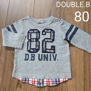 【MIKI HOUSE/DOUBLE.B 】長袖 トップス ロンティー グレー