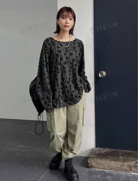 FRIFUL レディース テクスチャード ルーズフィット 長袖Tシャツ
