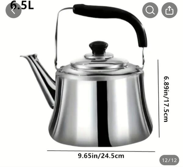 スタイリッシュ/ステンレス製ケトル/大容量6.5L/石油ストーブや薪ストーブに最適サイズ003