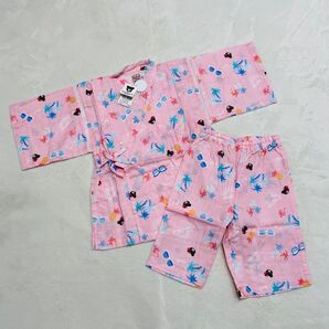 新品 ミキハウス ダブルビー B子ちゃん 甚平 浴衣 南国柄 セットアップ ピンク 日本製 女の子 130
