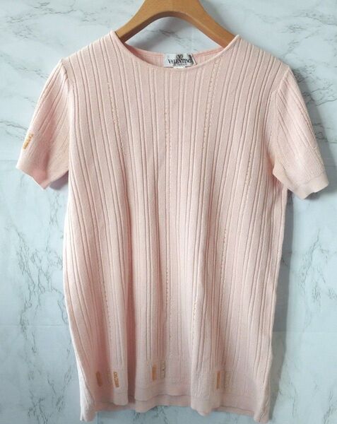 VALENTINO LES TRICOTS リブ編み 薄手 半袖ニットMade in ITALY