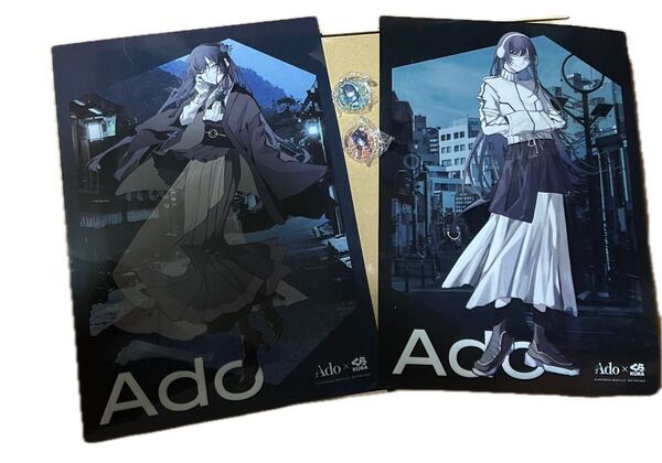 Ado くら寿司 クリアポスター 2種 アクリルチャーム2種 おまけでマッシュ缶バッチ