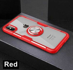 iPhone 11 Red 赤 ケース リング付き 360度回転 透明 軽量 薄型 擦り傷防止 クリア 耐衝撃性 耐スクラッチ性 アンチスキッド 耐汚れ性