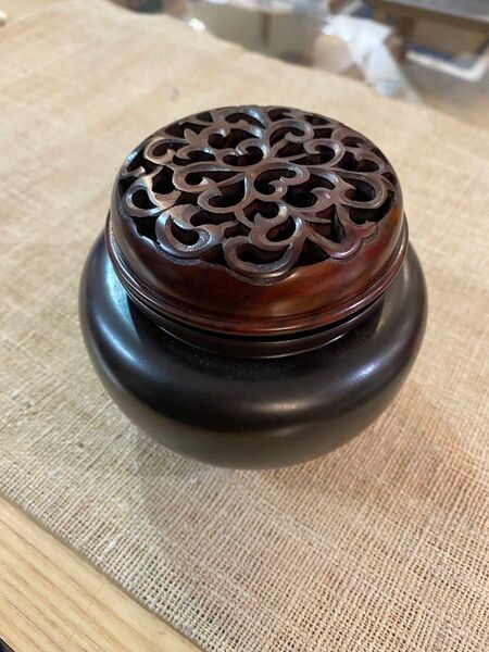 紫檀製 高級香炉【香炉 紫檀 香道具 旧家蔵出 輸入商社のストック品】