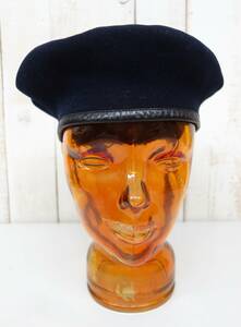 VINTAGE Europe old clothes * France army 1960'S * beret * leather piping 