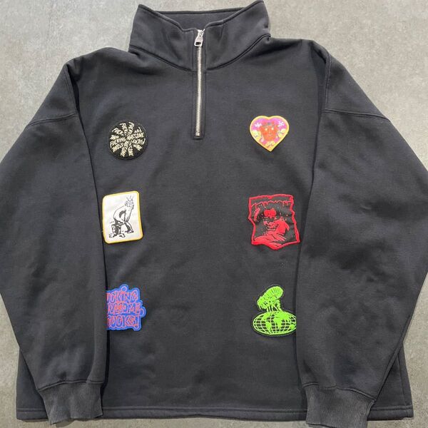 FUCKING AWESOME Patches Quarter Zip 2X ファッキングオーサム ハーフジップスウェットブラック