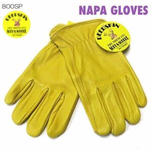 送料無料★格安 NAPA GLOVES ナパ 鹿革 ディア グローブ プレーン 800SP-M ゴールド 黄 バイカー ロングセラー ワークグローブ