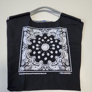 刺繍エコバッグ バンダナ柄ブラック