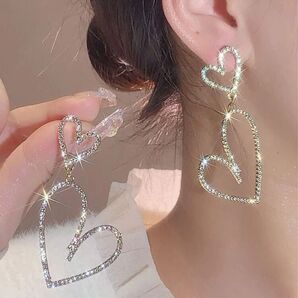 新品未使用 新品 ピアス アクセサリー キラキラ ビジュー ハート 可愛い デート 結婚式 韓国 プレゼント 上品