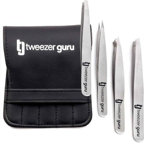 TweezerGuru 毛抜き ピンセット 眉毛抜き 精密 ステンレス 鼻毛 ヒゲ とげぬき 黒ずみ 角栓 角質取り 4本入り
