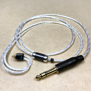 IEM2ピン用リケーブル 8芯 オーグライン+4N純銀線 6.3mm標準プラグ 120cm イヤホン