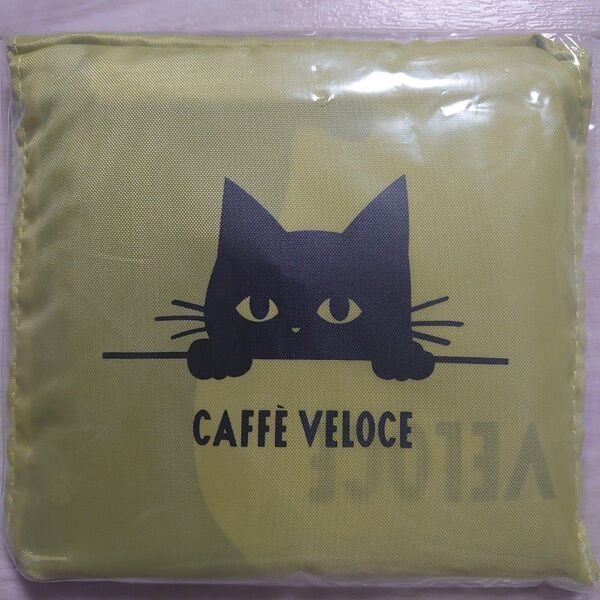 カフェベローチェ 黒ねこエコバッグ ピスタチオグリーン