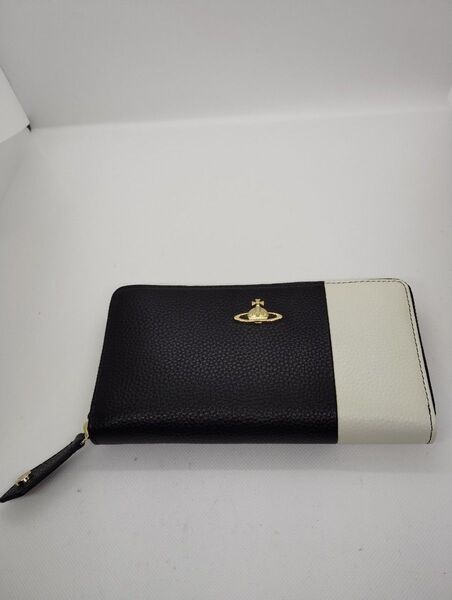 GW特価!新品 Vivienne Westwood 長財布 ヴィヴィアンウエストウッド 黒 ラウンドファスナー モノクロ 箱あり
