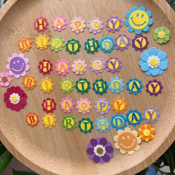 クラフトパンチ 誕生日 バースデー ニコちゃん スマイル カラフル お花 お祝い