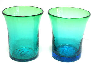 . lamp glass |. lamp glass group blue ice crack glass 2 customer set | author stamp entering | one point thing 