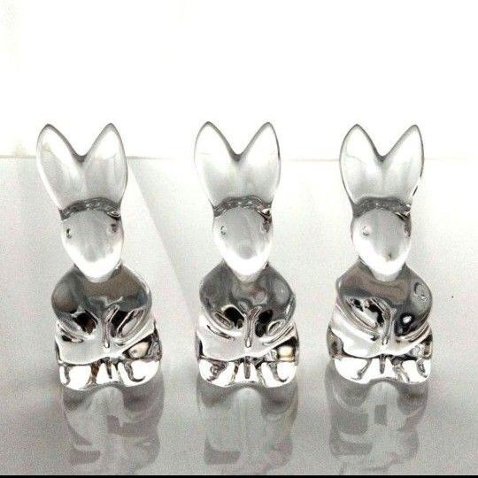 【新品】バカラ うさぎ ウサギ スイング ラビット 3点セット 動物 置物
