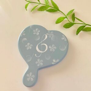 ト音記号と音符のハンドミラー/ブルー ピアノ 音楽 手鏡