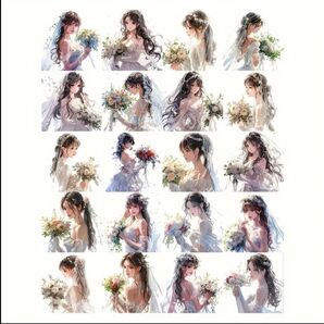 新作! ステッカー ドレスの花嫁 シール 約20枚 コラージュ1