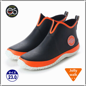 * new goods *[JW228_BLK-ORANGE_23.0] rubber. sport rain shoes complete waterproof. short boots . rain combined use man and woman use 