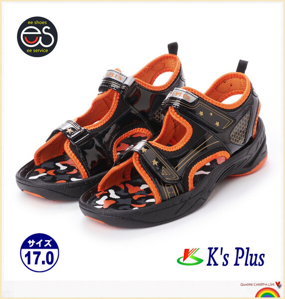 ★新品★【17915-blk-170】キッズスポーツサンダル 軽量&防滑底 2本ベルトで自由調整 アクティブ 男女兼用