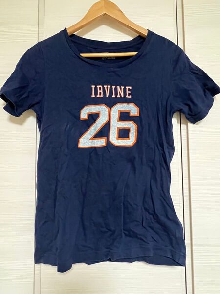 26番のTシャツ ネイビー ロゴ シャツ Tシャツ 半袖 L ロゴ 古着 プリント