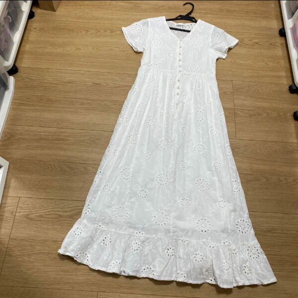 コットンワンピース レースワンピース 刺繍ワンピース