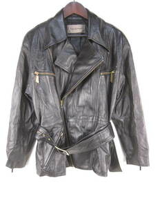  Pinky & Diane Pinky & Dianne leather jacket Zip up belt M black lady's D920