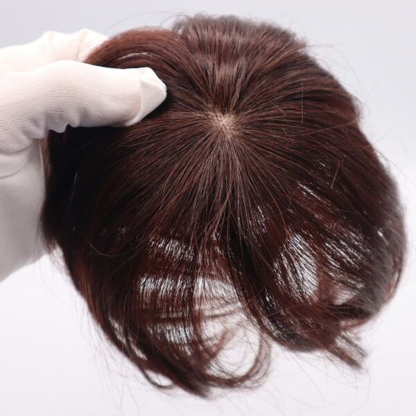 ヘアピース 20cm つむじリアル ナチュラルブラウン 人毛 かつら 白髪隠し ウィッグ 頭頂部 部分カツラ 増毛 薄毛 人工頭皮