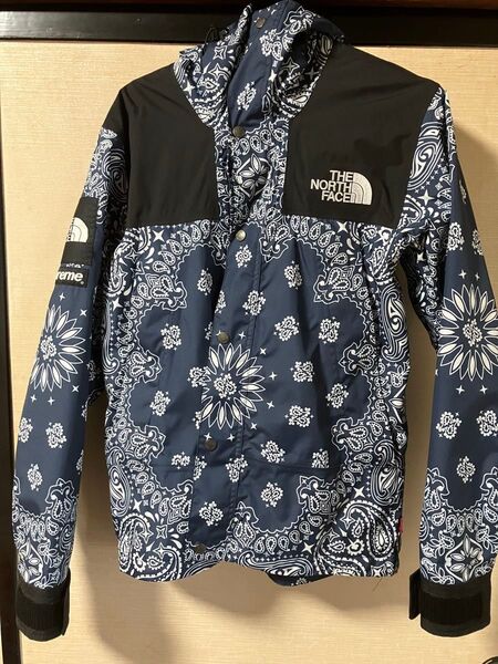 SUPREME THE NORTH FACE バンダナマウンテンパーカー ペイズリー柄 ネイビー色サイズS