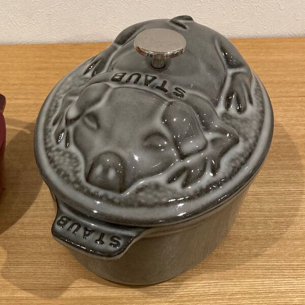 staub 旧ピギーココット グレー オーバル 17 PYG cocotte ストウブ 両手鍋
