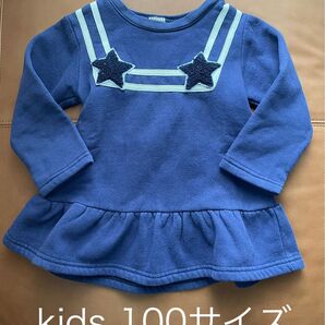 kids セーラー 100サイズ ワンピース ネイビー チュニック 裏起毛 厚手