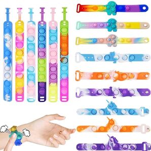 プッシュポップバンド ブレスレット リング スクイーズ パーティー 12個セット 知育玩具