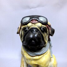 ◆飛行帽のパグ◆パグ犬の置物/インテリア/樹脂製_画像2