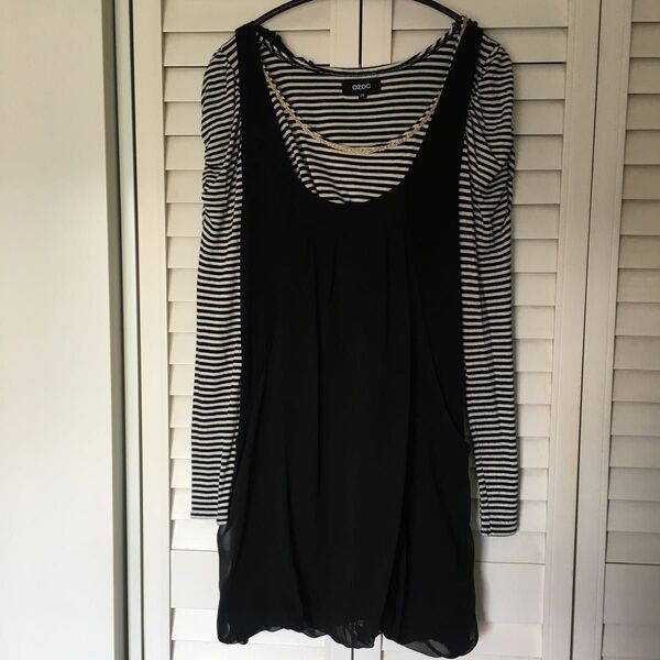 OZOC カットソー チュニック ブラック 黒 トップス
