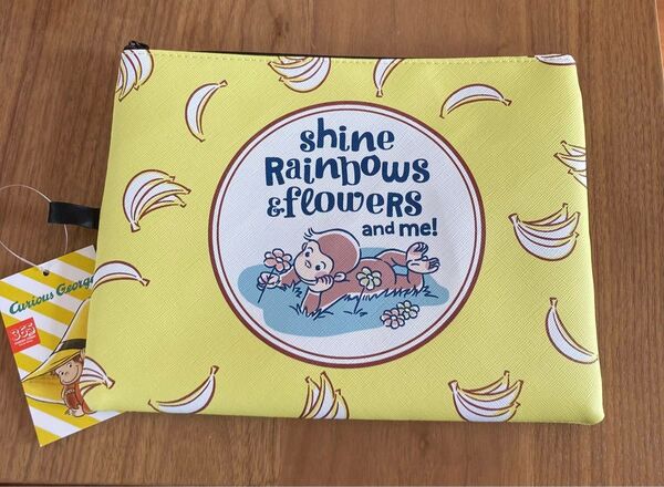 おさるのジョージ フラットポーチ バナナ柄