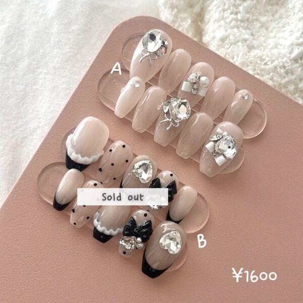 #現品販売 ネイルチップ 量産型/ピンク/地雷系/韓国/ワンホン/フレンチガーリー